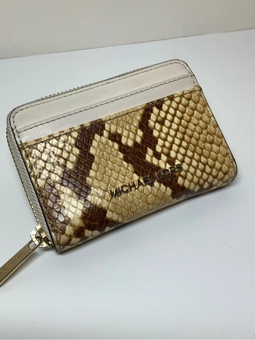 Michael Kors Jet Set Travel Python-Embossed Leather Zip Wallet